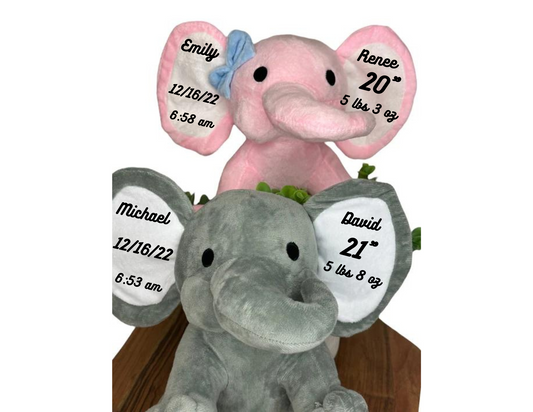 Birth Announcement Elephant Plush